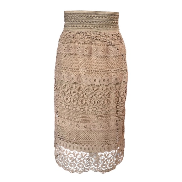 J Gee Dresses & Skirts - J Gee Beige Crochet Lace Midi Skirt Size Small – Boho Chic, Excellent Condition